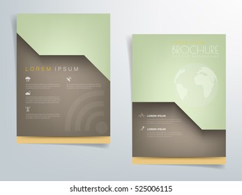 Green brochure template flyer header design vector background with brown space for text artwork design in A4 size