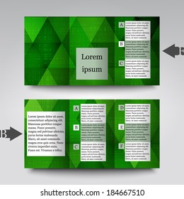 Green brochure template with triangles . Eps10