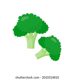 Ilustración simple de brócolli verde sobre fondo blanco. Vector del concepto simple de verduras frescas, diseño mínimo para ícono, logotipo, símbolo, comida sana, planta