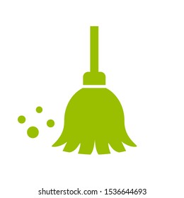 Green broom vector icon isolated on white background