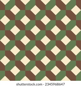 Green and brown abstract background. Seamless pattern. Retro geometric background. Vector
