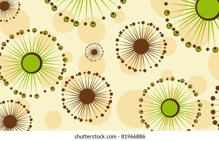 green and brown abstract flowers background. illustration