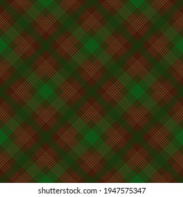 Green and brown argyle plaid. Tartan pattern for textile, paper and other prints.