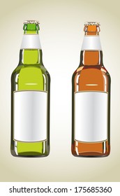 Green and brown beer bottles 