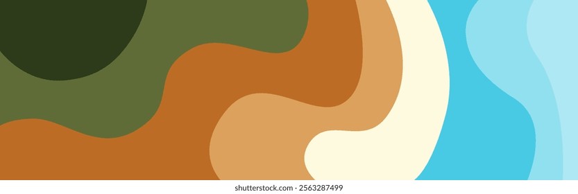 Green, brown and blue gradient background. organic shape. abstract background. vector geometric elements. Green, brown and blue wave background. colorful wallpaper.