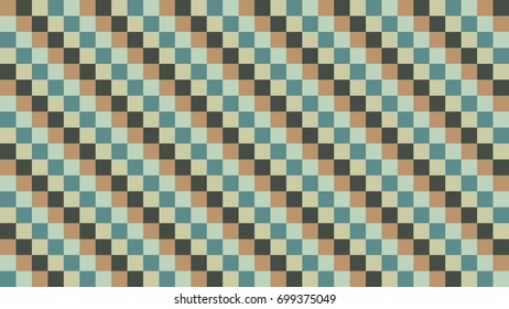 Green, Brown, Blue, Grey Vector Vintage Checker Pattern for Background