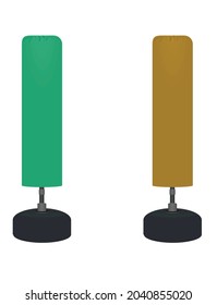 Green and brown  boxing bag. vector illustration
