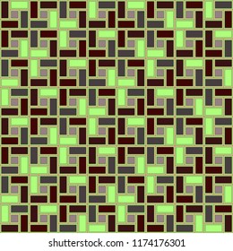 Green brown brick spiral tile clockwise texture seamless pattern
