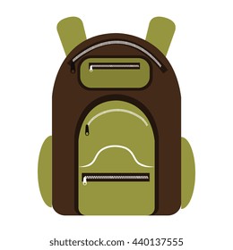 green and brown  camping backpack over isolated background,vector illustration