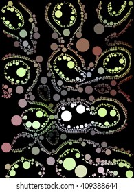 Green brown circle on black abstract background