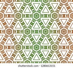 Green, brown color vector cover in geometric style. Seamless pattern. Modern template for page, background, banner.