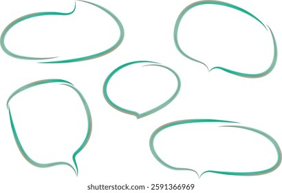 green brown colored hand drawn speech bubbles set