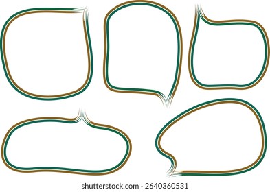 green brown colorful creative abstract lines speech bubbles set