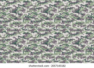 Green brown digital camouflage texture. Vector