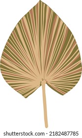 Green and brown dry palm leaf branch Isolated On White Background, Vector silhouette. Simple tree organic Eco bio symbol