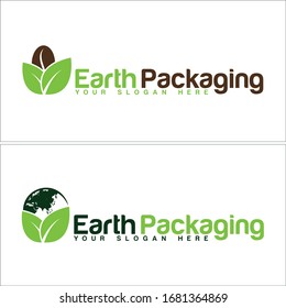 Green brown earth world leaf initial icon symbol modern logo designs suitable for Food Drink Coffee Shop Company vintage cafe espresso emblem cappuccino shop classic business premium badge