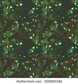 Green and brown forest camouflage is a colorful seamless pattern that can be used as an urban camo print for clothing and background and backdrop or computer wallpaper