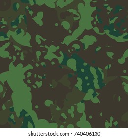 Green and brown forest camouflage is a colorful seamless pattern that can be used as a camo print for clothing and background and backdrop or computer wallpaper