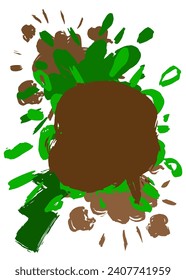 Green and brown graffiti speech bubble. Abstract modern Messaging sign street art decoration, Discussion icon performed in urban painting style.