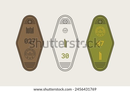 Green Brown Hotel Keychain Vector
