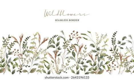green brown leaves watercolor border