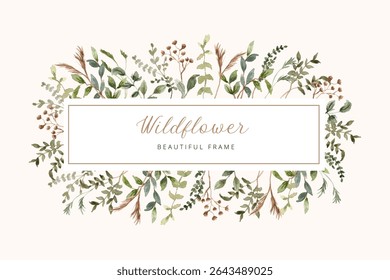 green brown leaves watercolor frame