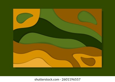 Green Brown Nature Papercut Background – Organic Layered Landscape Design