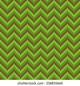 green & brown pixel chevron pattern, seamless texture background