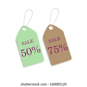 Green and brown price sale  tags. Vector EPS 8