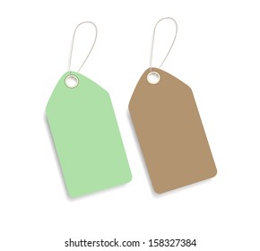  Green and brown price tags isolated on white