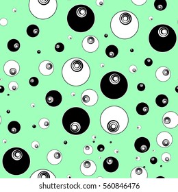 Green and brown retro circles seamless background