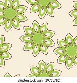 green and brown seamless flowers pattern