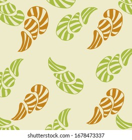Green and brown shell pattern, light green background