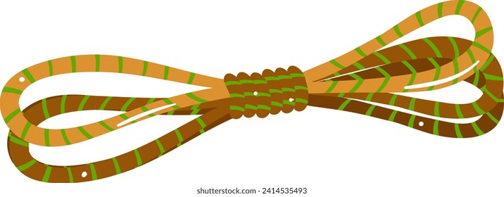 Green and brown striped rope vector illustration. Climbing equipment and strength concept vector illustration.