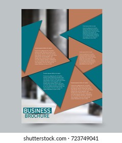 Green and brown vector flyer template. Abstract brochure design. Annual report cover background. For business, education, advertisement. Editable illustration.