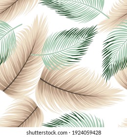green and brown vector leaf pattern of white