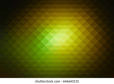 Green brown yellow black abstract geometric background with rows of triangles  