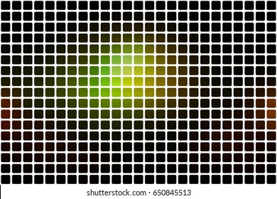 Green brown yellow black vector abstract mosaic background with rounded corners square tiles over white