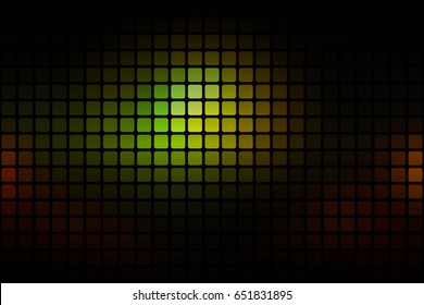Green brown yellow black vector abstract mosaic background with rounded corners square tiles over black