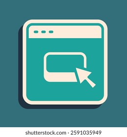 Green Browser files icon isolated on green background. Long shadow style. Vector