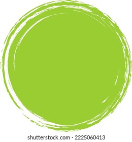 Green brush circle. Round stamp vector isolated on background. Painted green brush circle vector. For grunge badge, seal, ink and stamp design template. Round grunge hand drawn circle shape, vector