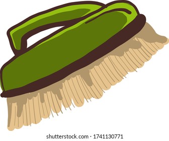 Pincel verde para limpieza , ilustración, vector sobre fondo blanco