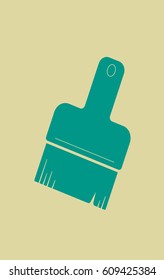 Green brush icon isolated on yellow background. Vector Illustration
