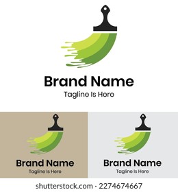  Green brush and paint logo design