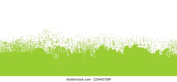 Green brush stroke background. Green ink splash on backdrop. Brush background for wallpaper, paint splatter template, dirt banner, watercolor design, dirty texture. Trendy brush background, vector