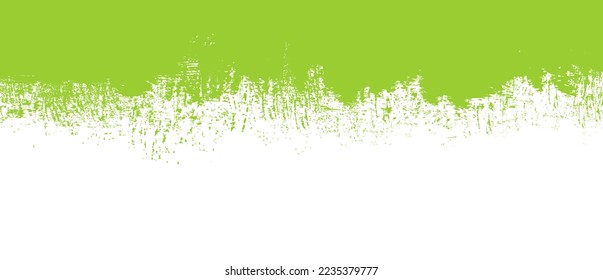 Green brush stroke background. Green ink splash on backdrop. Brush background for wallpaper, paint splatter template, dirt banner, watercolor design, dirty texture. Trendy brush background, vector