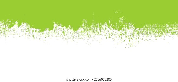 Grüner Pinselstrich, Hintergrund. Grüne Tinte spritzen auf der Hintergrund. Pinselhintergrund für Tapeten, Schmutzspritzer-Vorlage, Schmutzbanner, Aquarell-Design, schmutzige Textur. Trendpinselhintergrund, Vektorgrafik