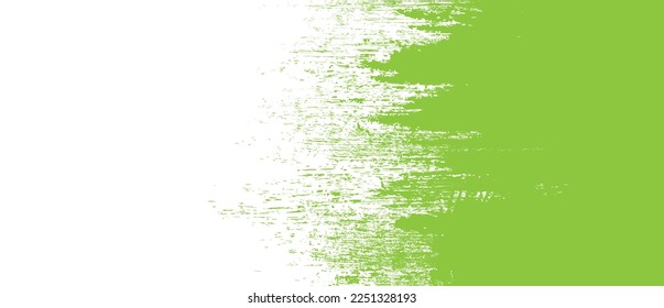 Green brush stroke background. Green ink splash on backdrop. Brush background for wallpaper, paint splatter template, dirt banner, watercolor design, dirty texture. Trendy brush background, vector