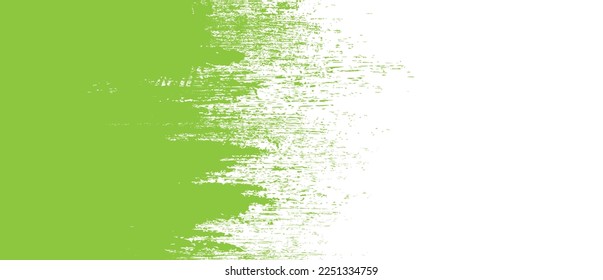 Green brush stroke background. Green ink splash on backdrop. Brush background for wallpaper, paint splatter template, dirt banner, watercolor design, dirty texture. Trendy brush background, vector