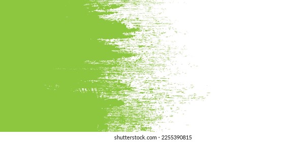 Green brush stroke background. Green ink splash on backdrop. Brush background for wallpaper, paint splatter template, dirt banner, watercolor design, dirty texture. Trendy brush background, vector